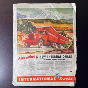 Vintage 1940s International Trucks Ad & Swingline Bunny